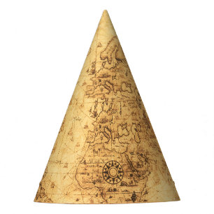 Chapeaux De Fètes Carte du Vieux-Monde : Parchemin Vintage