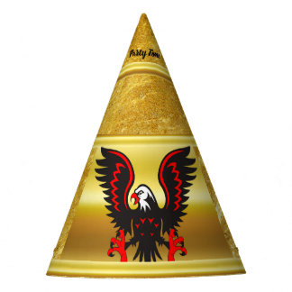 Chapeaux De Fètes Cartoon Aigle noir et rouge avec texture de feuill