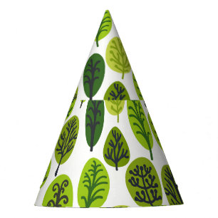 Chapeaux De Fètes Cartoon Trees : Ecological Vintage Print.