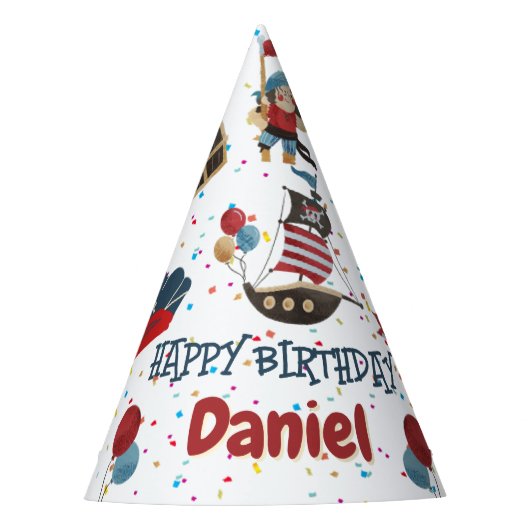 Chapeaux De Fètes Casquette d'anniversaire à thème pirate (Devant)