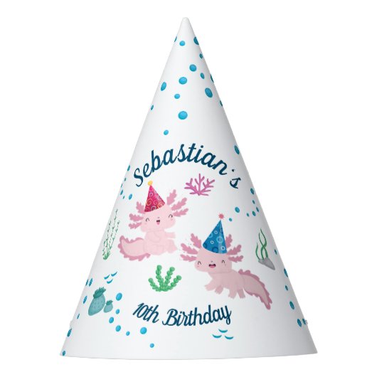 Chapeaux De Fètes Casquette de fête d'anniversaire blanc Axolotl sou (Devant)