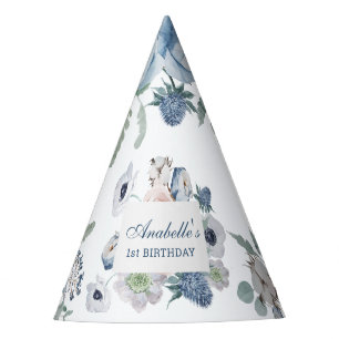 Chapeaux De Fètes Casquette de fête d'anniversaire Floral Bleu