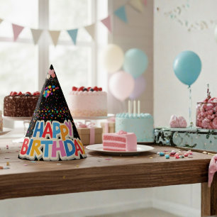 Chapeaux De Fètes casquette de fête d'anniversaire noir coloré