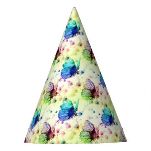 Chapeaux De Fètes Casquette de la fête des papillons d'aquarelle