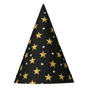 Chapeaux De Fètes Casquette de la partie Black with Gold Stars