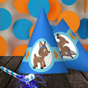 Chapeaux De Fètes Casquettes du Blue Woodland Deer Party