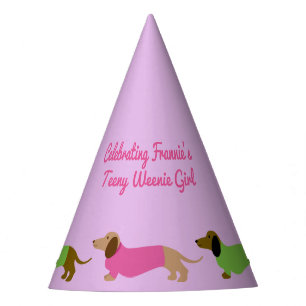 Chapeaux De Fètes Casquettes du Dachshund Party rose et vert