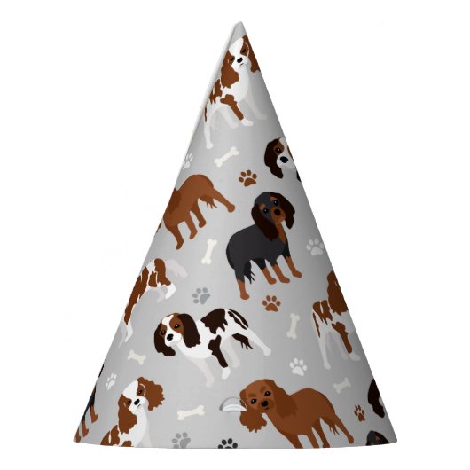 Chapeaux De Fètes Cavalier King Charles Spaniel Paws and Bones (Gauche)