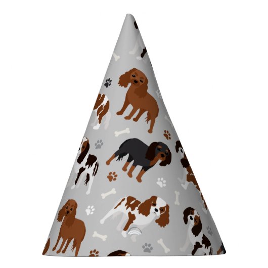 Chapeaux De Fètes Cavalier King Charles Spaniel Paws and Bones (Droite)