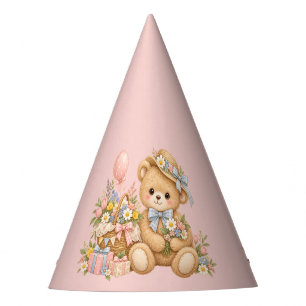 Chapeaux De Fètes Célébration de nounours vintage avec des fleurs sa