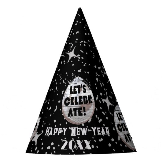 Chapeaux De Fètes Célébrons NYE Disco Ball Black (Devant)