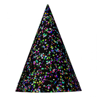 Chapeaux De Fètes Cercles colorés bulles sur motif unique noir