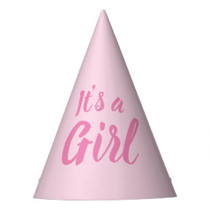 Chapeaux De Fètes C'est une fille, un baby shower rose clair, révé