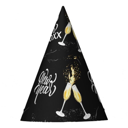 Chapeaux De Fètes Champagne Gold Black Verre Confetti Moderne Pa (Devant)