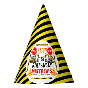 Chapeaux De Fètes Chariot de construction 1ère fête d'anniversaire