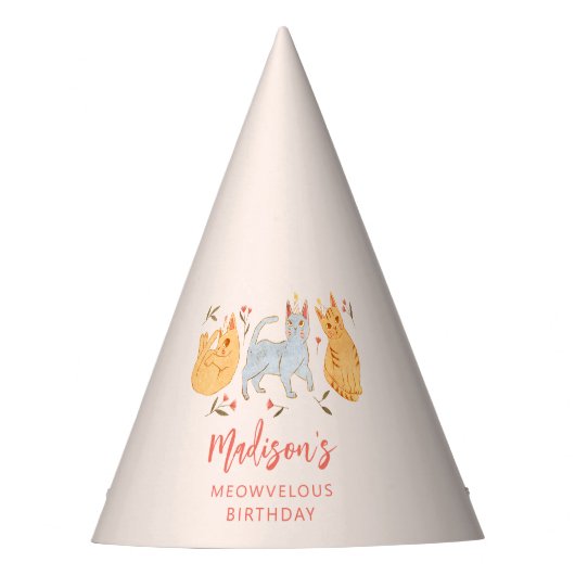 Chapeaux De Fètes Chat Kitty Rose Meowvelous fête d'anniversaire (Devant)