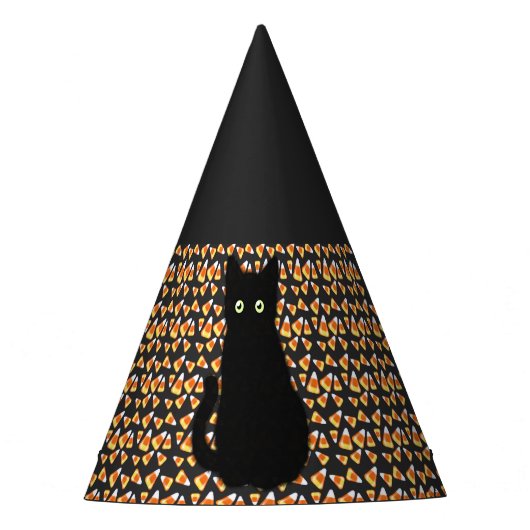 Chapeaux De Fètes Chat noir, motif de maïs, Halloween amusant (Devant)