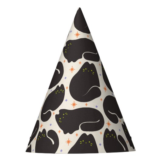 Chapeaux De Fètes Chat noir rétro sur fond crème clair (Devant)