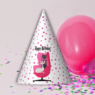Chapeaux De Fètes Chats du milieu du siècle Passez chaise rose Pois