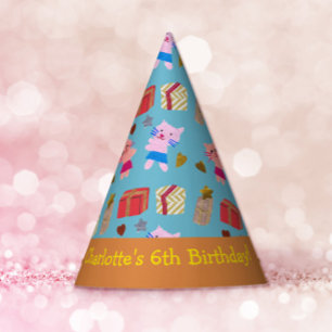 Chapeaux De Fètes Chats et cadeaux Joueurs Anniversaire de enfant bl
