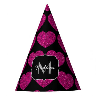 Chapeaux De Fètes Chaud coeur rose faux pétille motif Monogramme