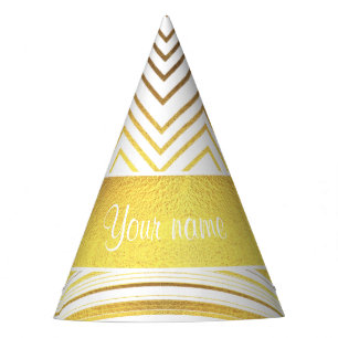 Chapeaux De Fètes Chevrons et rayures de feuille d'or de Faux
