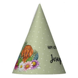 Chapeaux De Fètes Chien Braque Hongrois Fleurs d'Été Joyeux Annivers