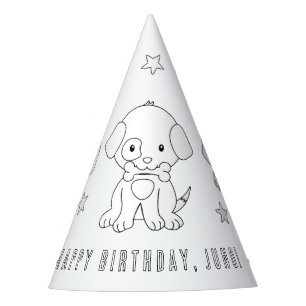 Chapeaux De Fètes Chien chiot fête d'anniversaire - Colorez votre pr