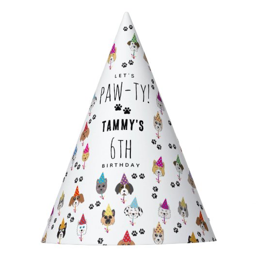 Chapeaux De Fètes Chiens de fête d'anniversaire Pawty mignons (Devant)