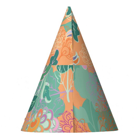 Chapeaux De Fètes Chrysanthème chinois : motif orange floral. (Dos)