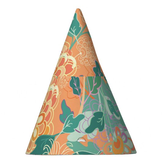 Chapeaux De Fètes Chrysanthème chinois : motif orange floral. (Droite)