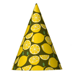 Chapeaux De Fètes Citrons jaunes et motif vert olive : Citrus modern