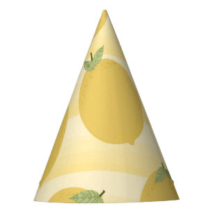 Chapeaux De Fètes Citrons Jaunes Fruits d'Été Aquarelle Rayures Fête