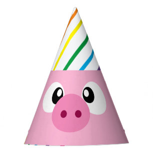 Chapeaux De Fètes Cochon rose vêtu d'un casquette de fête casquette