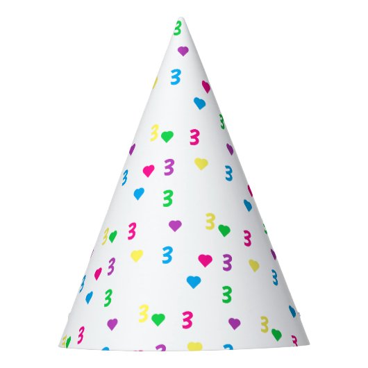 Chapeaux De Fètes Coeurs arc-en-ciel 3e anniversaire (Devant)