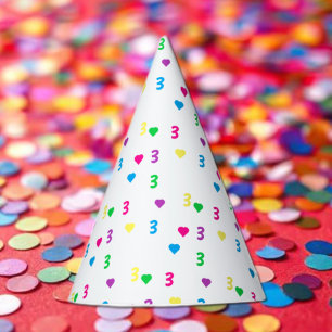 Chapeaux De Fètes Coeurs arc-en-ciel 3e anniversaire