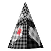 Chapeaux De Fètes Coeurs Noir Blanc Patchwork Sans Couleur. (Dos)