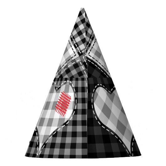 Chapeaux De Fètes Coeurs Noir Blanc Patchwork Sans Couleur. (Dos)