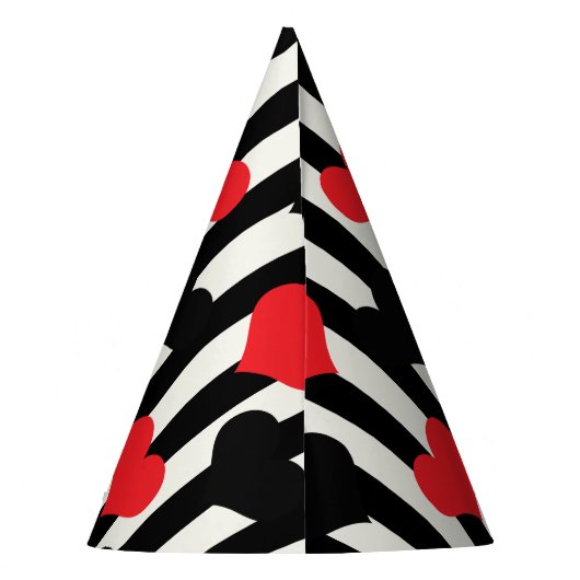 Chapeaux De Fètes Coeurs Noirs Rouges Sur Bandes Blanches Noires (Dos)