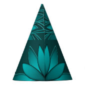Chapeaux De Fètes Conception de mandala à feuilles sarcelles sur fon (Dos)