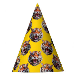 Chapeaux De Fètes Conception de motif de tête de tigre jaune