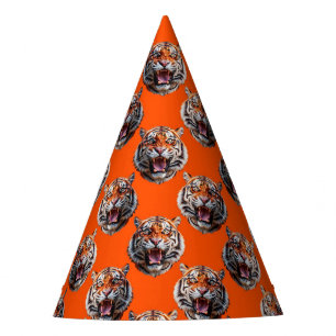 Chapeaux De Fètes Conception de motif tête de tigre orange