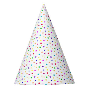 Chapeaux De Fètes Confettis multicolores sur fond blanc