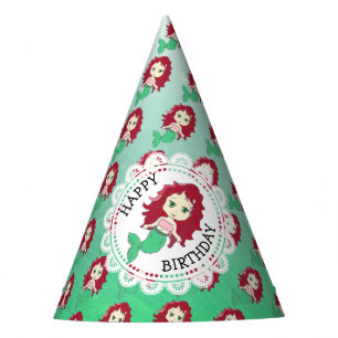 Chapeaux De Fètes Corail et vert Rouge Haired Mermaid Casquette d'an