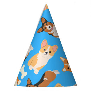Chapeaux De Fètes Corgi Cute Motif En Bleu