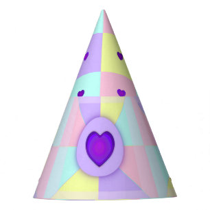 Chapeaux De Fètes Couleurs pastel & coeurs violets battre