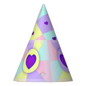 Chapeaux De Fètes Couleurs pastel & coeurs violets battre (Gauche)