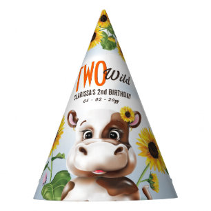 Chapeaux De Fètes Cow Sunflower Girl 2e anniversaire