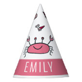 Chapeaux De Fètes Crabe rose Nom animal de la mer Fille Anniversaire (Devant)