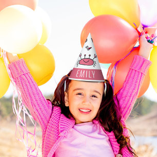 Chapeaux De Fètes Crabe rose Nom animal de la mer Fille Anniversaire